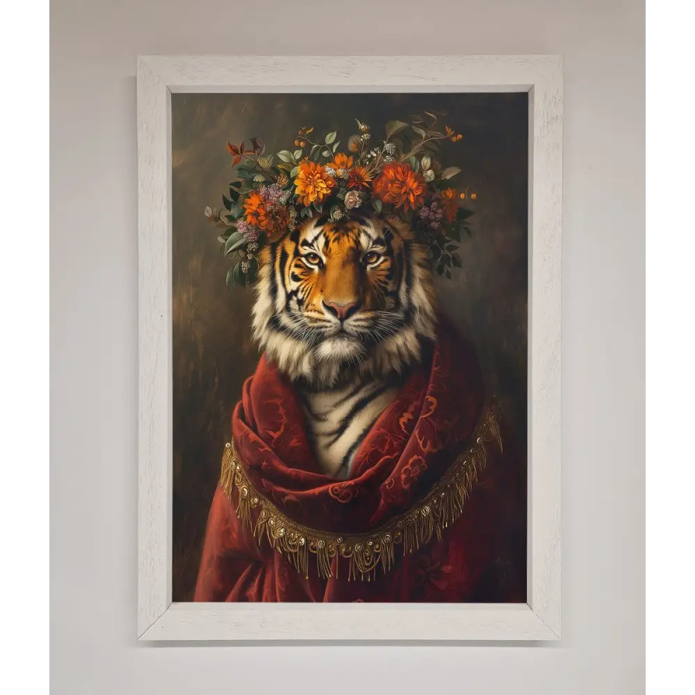 Renaissance Tiger Framed Wall Art - A3 (29.7 x 42 cm) / White - Framed Print