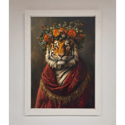 Renaissance Tiger Framed Wall Art - A3 (29.7 x 42 cm) / White - Framed Print
