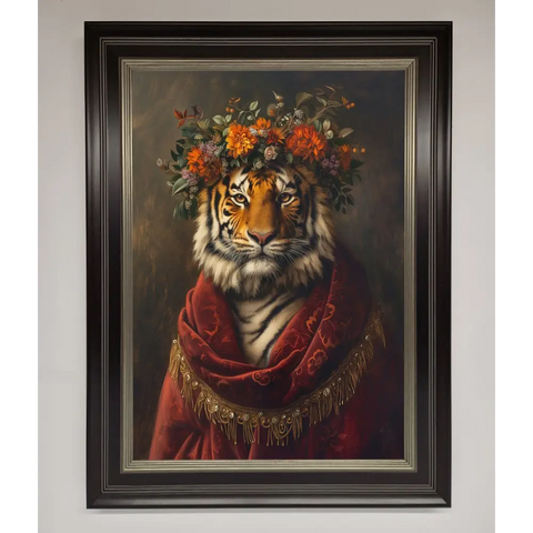 Renaissance Tiger Framed Wall Art - B0 (100 x 141 cm) / Black Silver - Framed Print