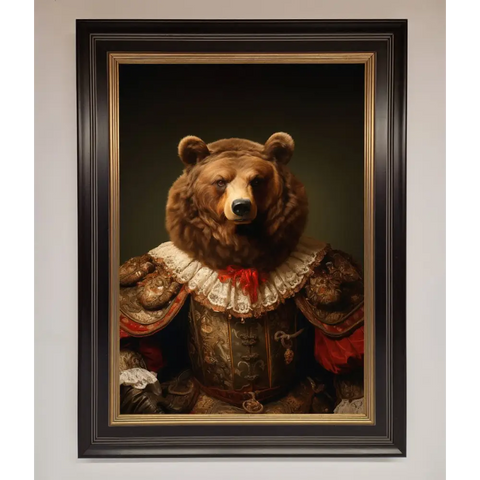 Rennaissance Bear Framed Poster - A3 (29.7 x 42 cm) / Black Gold - Framed Print