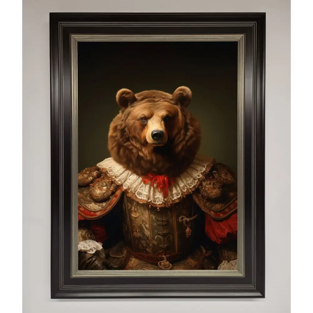Rennaissance Bear Framed Poster - A3 (29.7 x 42 cm) / Black Silver - Framed Print
