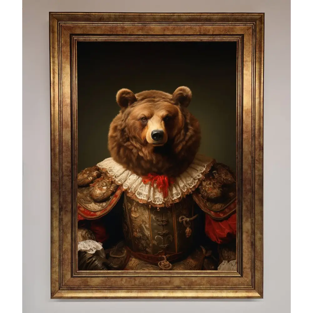Rennaissance Bear Framed Poster - A3 (29.7 x 42 cm) / Bronze - Framed Print