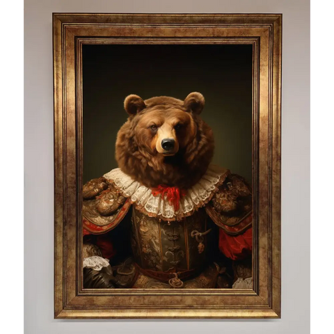Rennaissance Bear Framed Poster - A3 (29.7 x 42 cm) / Bronze - Framed Print