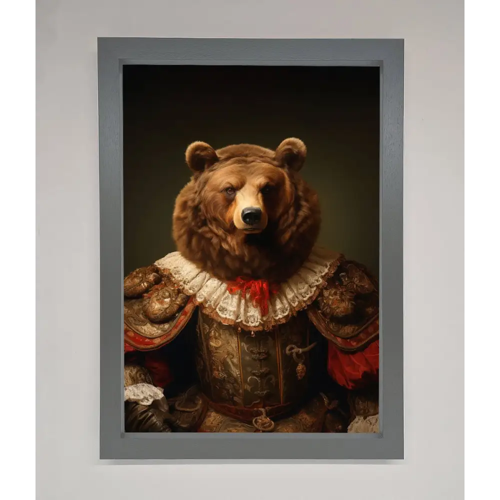 Rennaissance Bear Framed Poster - A3 (29.7 x 42 cm) / Dark Grey - Framed Print