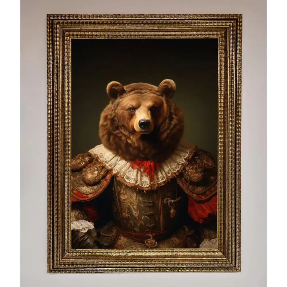 Rennaissance Bear Framed Poster - A3 (29.7 x 42 cm) / Ornate Gold - Framed Print
