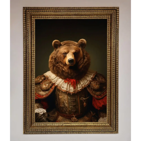 Rennaissance Bear Framed Poster - A3 (29.7 x 42 cm) / Ornate Gold - Framed Print