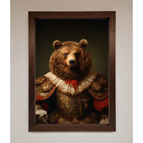 Rennaissance Bear Framed Poster - A3 (29.7 x 42 cm) / Walnut - Framed Print