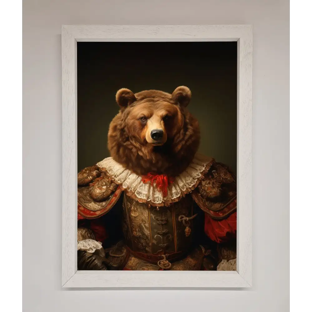 Rennaissance Bear Framed Poster - A3 (29.7 x 42 cm) / White - Framed Print