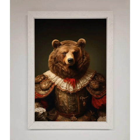 Rennaissance Bear Framed Poster - A3 (29.7 x 42 cm) / White - Framed Print