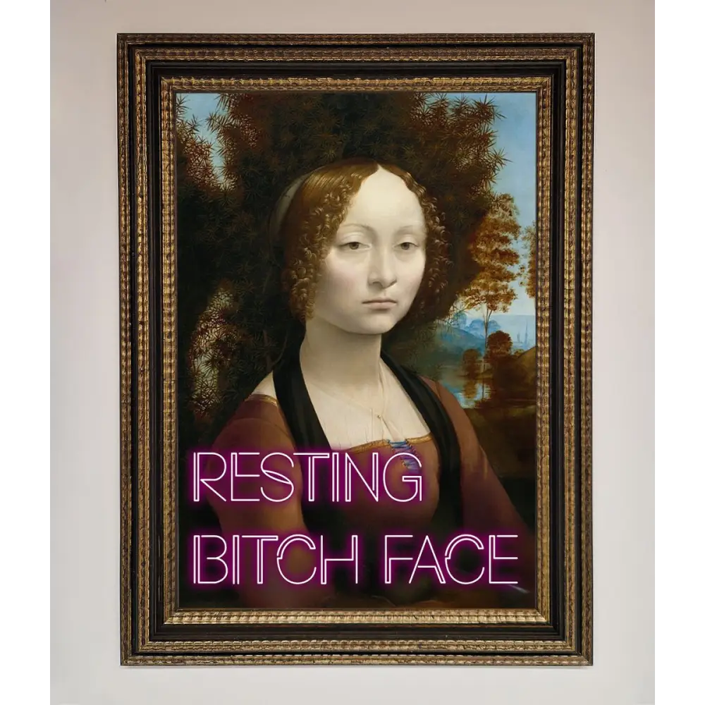 Resting Bitch Face Renaissance Framed Print - A3 (29.7 x 42 cm) / Ornate Gold Black - Framed Print
