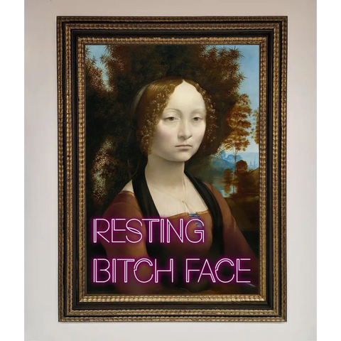 Resting Bitch Face Renaissance Framed Print - A3 (29.7 x 42 cm) / Ornate Gold Black - Framed Print