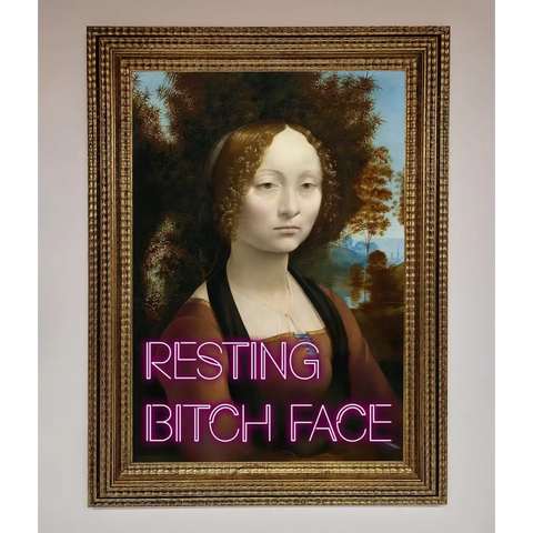 Resting Bitch Face Renaissance Framed Print - A3 (29.7 x 42 cm) / Ornate Gold - Framed Print