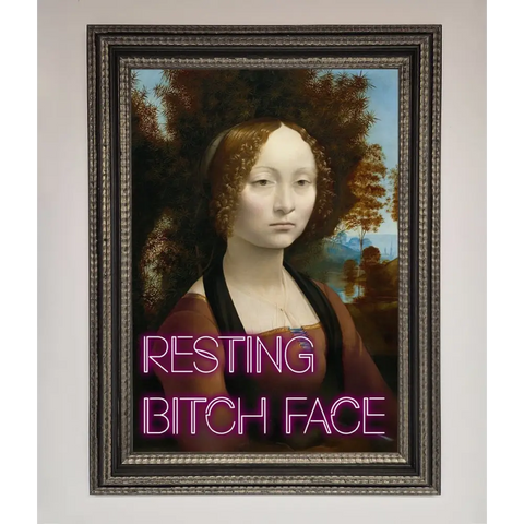 Resting Bitch Face Renaissance Framed Print - A3 (29.7 x 42 cm) / Ornate Silver Black - Framed Print