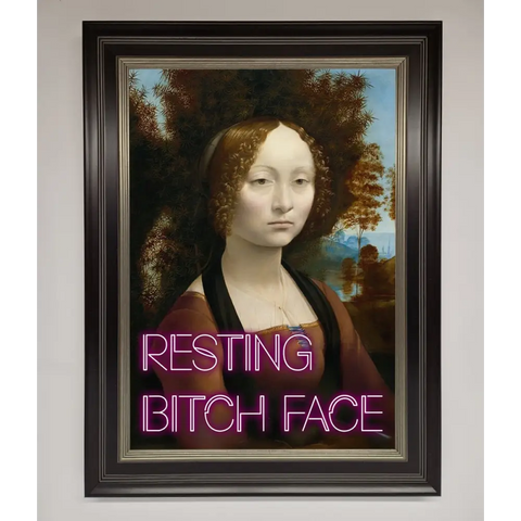Resting Bitch Face Renaissance Framed Print - A3 (29.7 x 42 cm) / Black Silver - Framed Print