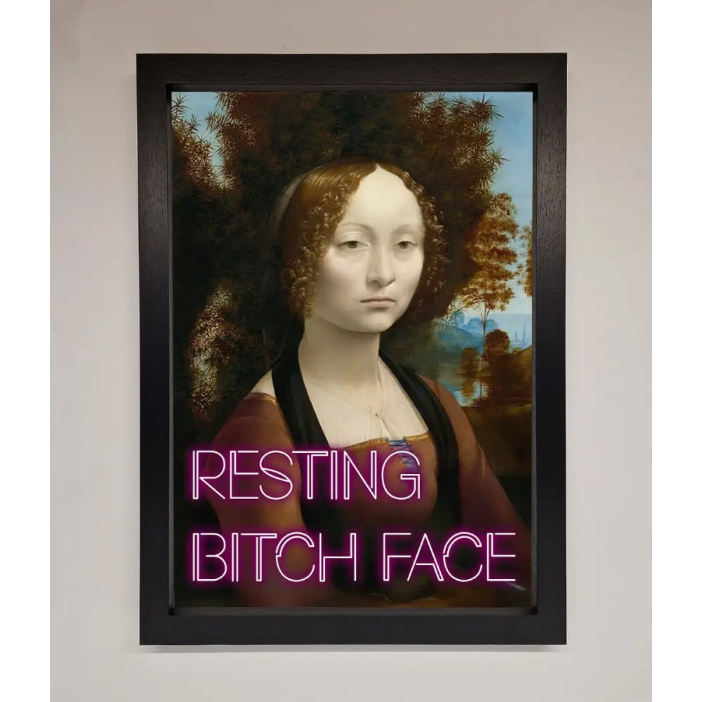 Resting Bitch Face Renaissance Framed Print - A3 (29.7 x 42 cm) / Black - Framed Print