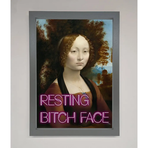 Resting Bitch Face Renaissance Framed Print - A3 (29.7 x 42 cm) / Dark Grey - Framed Print