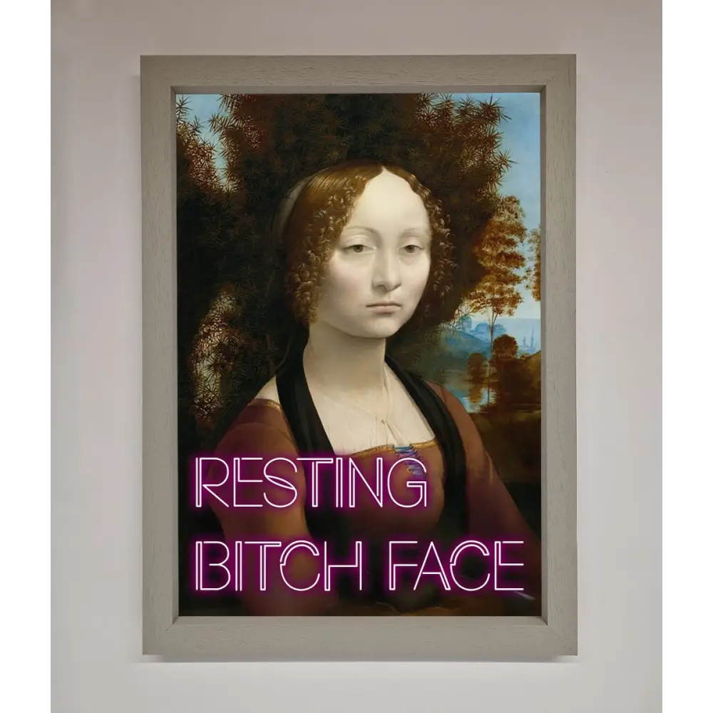 Resting Bitch Face Renaissance Framed Print - A3 (29.7 x 42 cm) / Grey - Framed Print