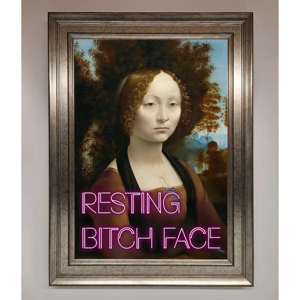 Resting Bitch Face Renaissance Framed Print - A3 (29.7 x 42 cm) / Silver - Framed Print