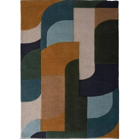 Retro Deco Rug Abstract Design - 120X170 cm / Blue - Rugs