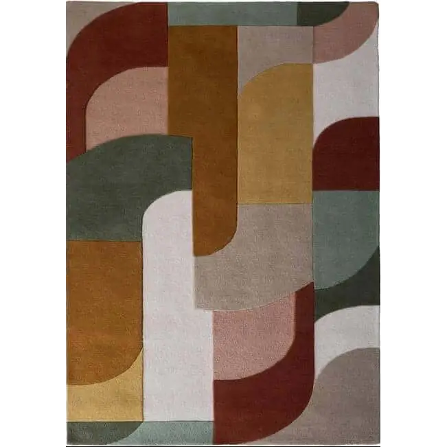 Retro Deco Rug Abstract Design - 120X170 cm / Brown - Rugs