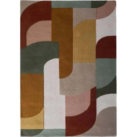 Retro Deco Rug Abstract Design - 120X170 cm / Brown - Rugs