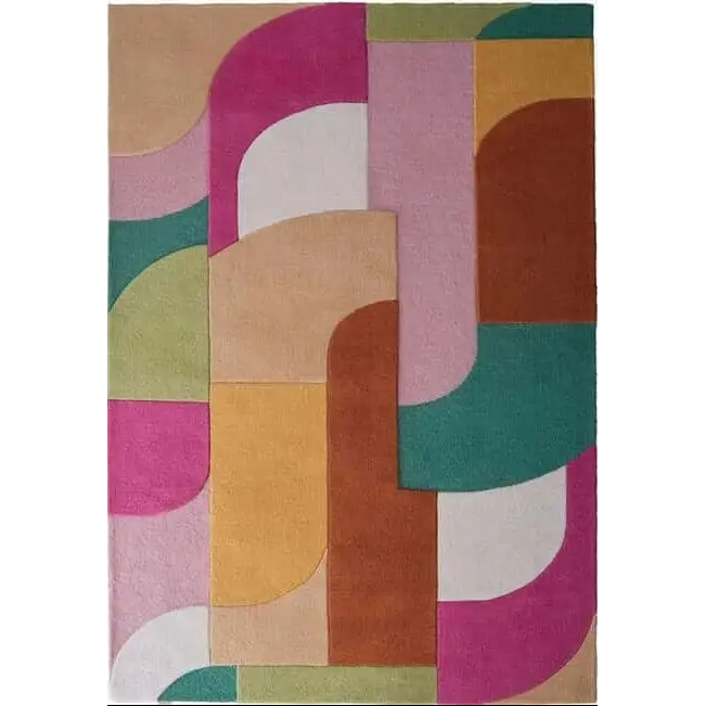 Retro Deco Rug Abstract Design - 120X170 cm / Pink - Rugs