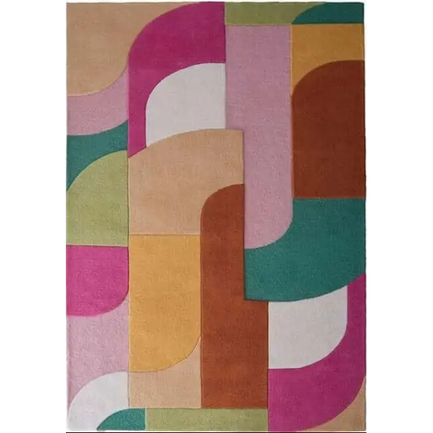 Retro Deco Rug Abstract Design - 120X170 cm / Pink - Rugs