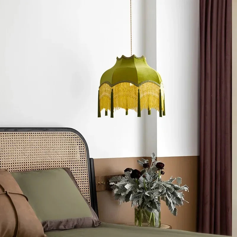 Retro Velvet Tassel Pendant Light