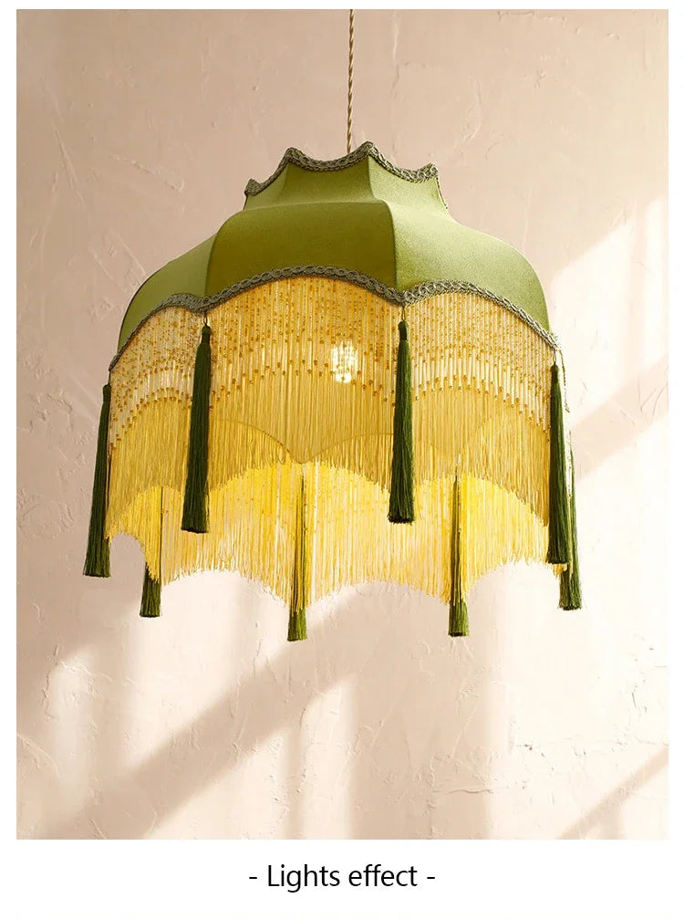 Retro Velvet Tassel Pendant Light