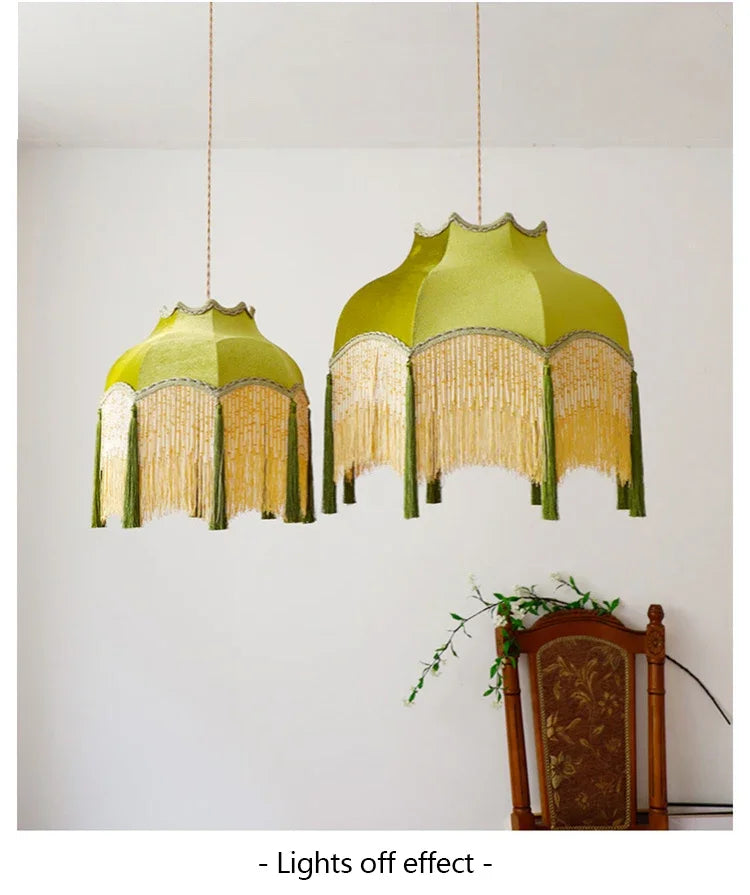 Retro Velvet Tassel Pendant Light