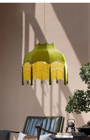 Retro Velvet Tassel Pendant Light
