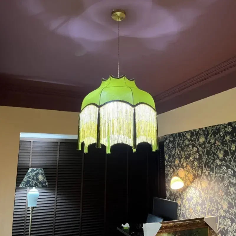 Retro Velvet Tassel Pendant Light
