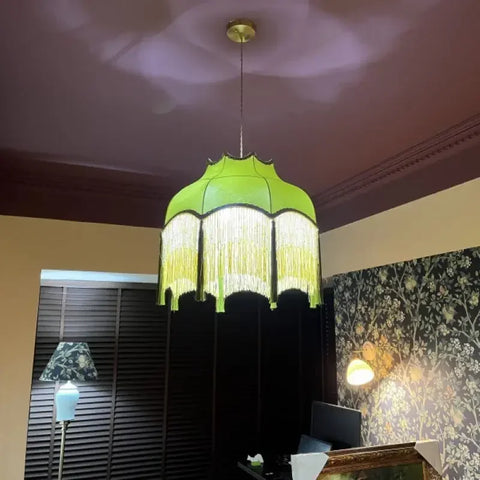 Retro Velvet Tassel Pendant Light