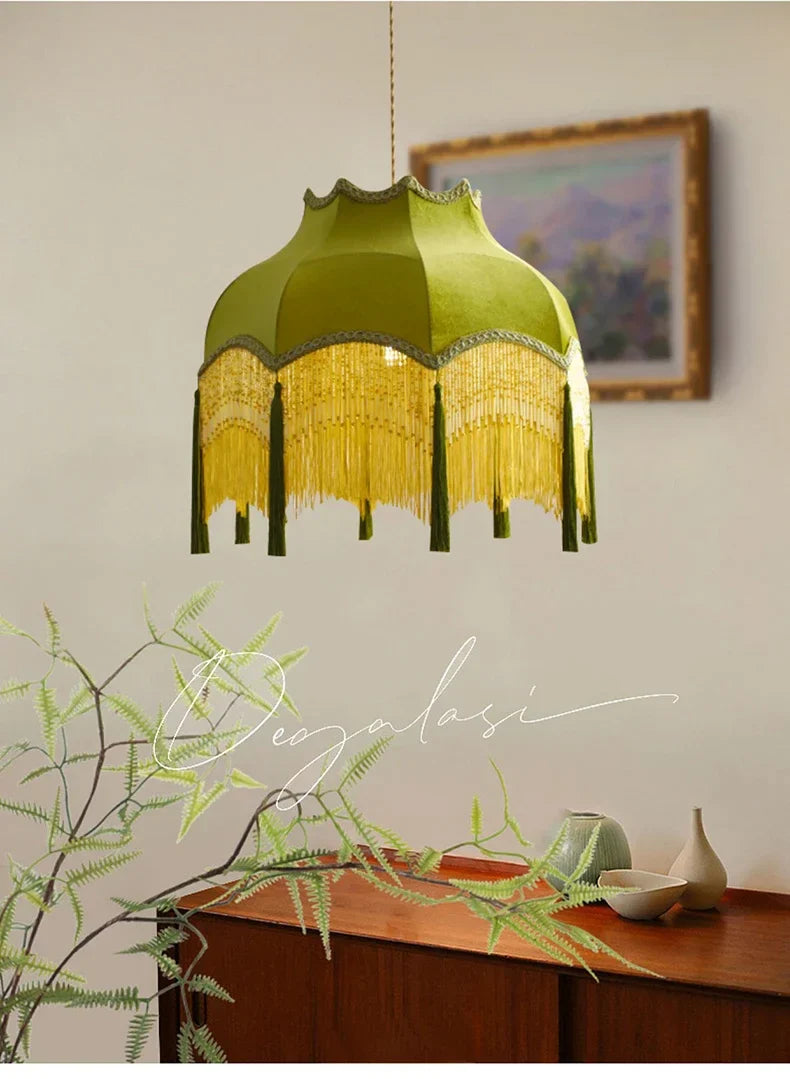 Retro Velvet Tassel Pendant Light