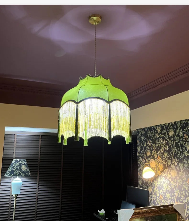 Retro Velvet Tassel Pendant Light