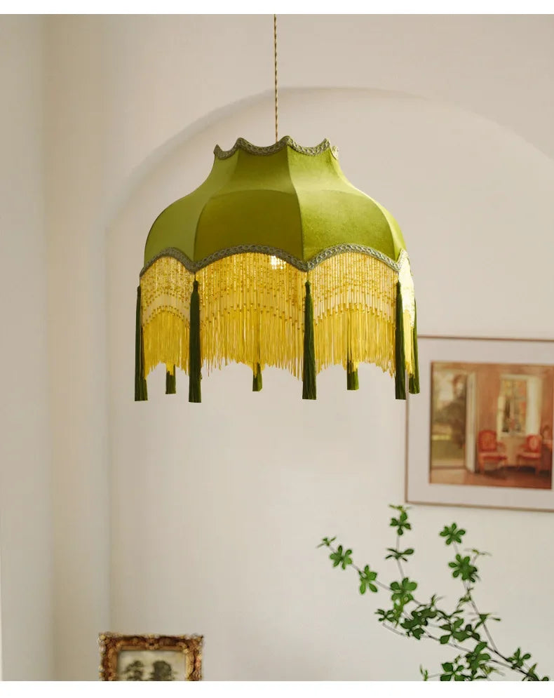 Retro Velvet Tassel Pendant Light