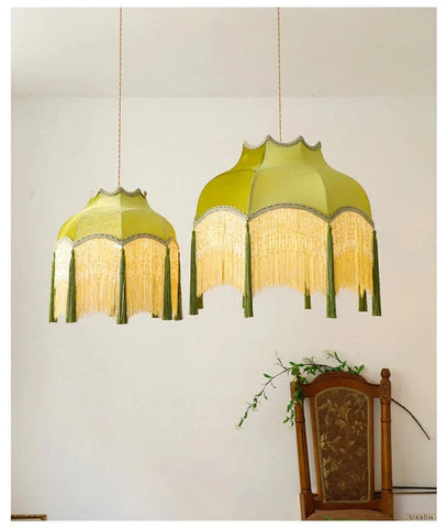 Retro Velvet Tassel Pendant Light