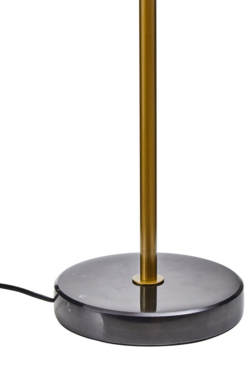 Revive two light gold and black marble table lamp with a sleek brass stem and dark gray black marble base