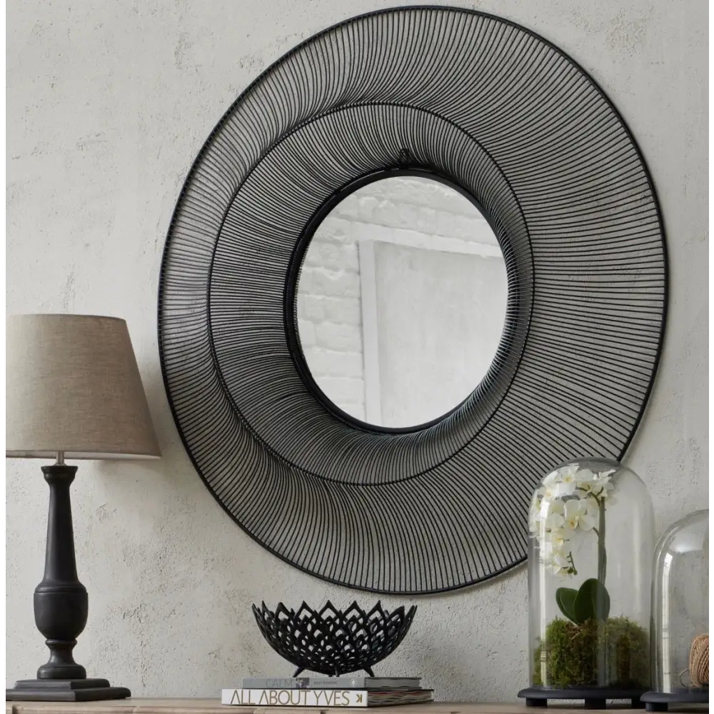 Rewire Round Wire Mirror - Black - 120cm Diameter - Mirrors