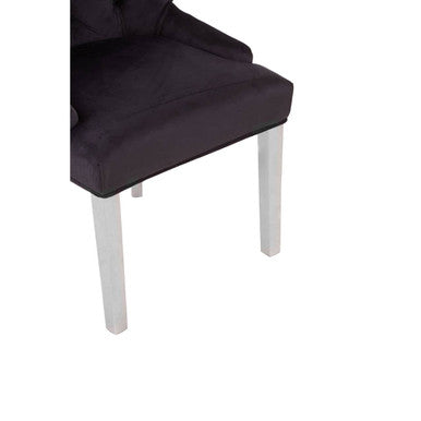 Richmond black velvet dining chair with sleek chrome legs and soft black velvet upholstery for stylish dining rooms