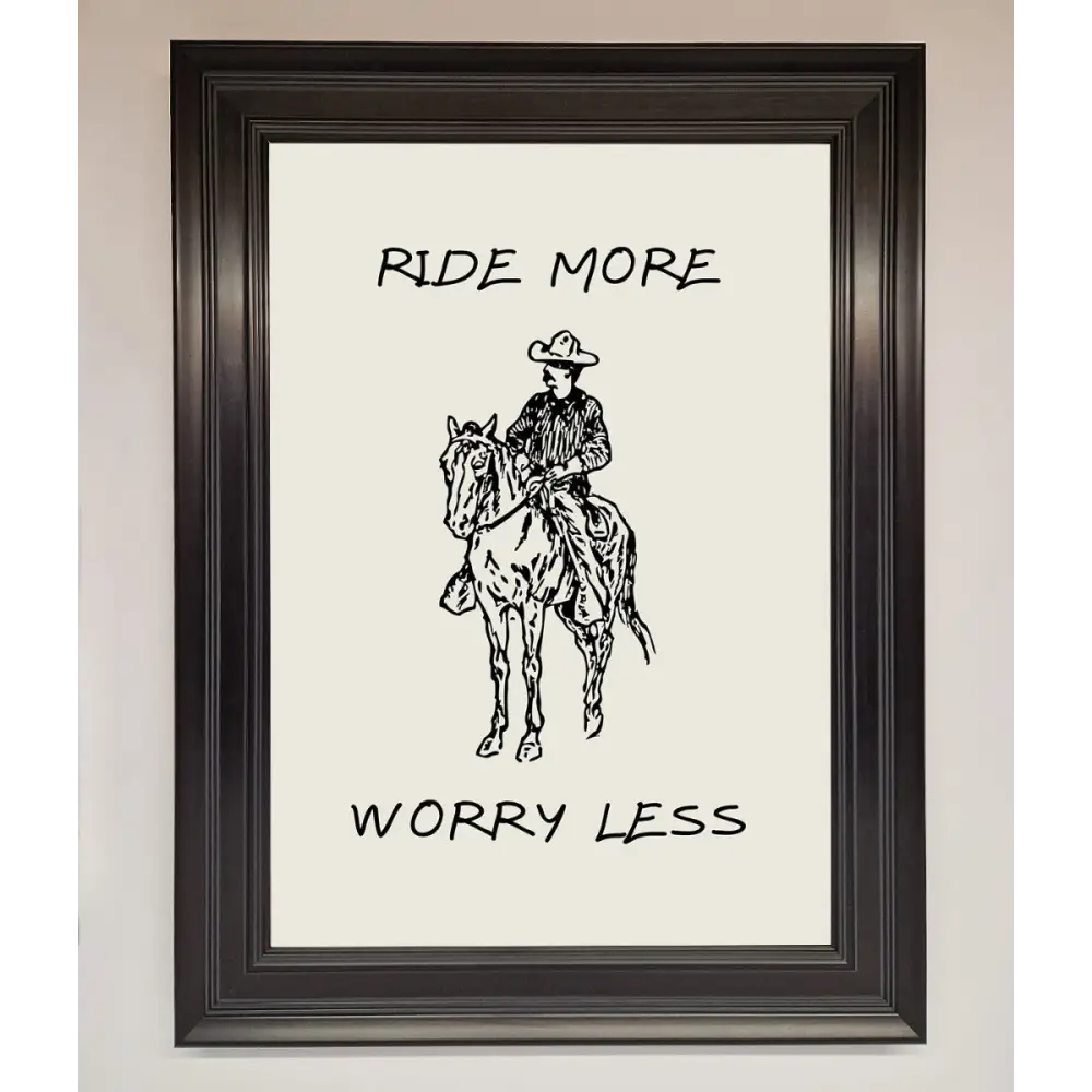 Ride More Worry Less Framed Wall Art - A1 (59.4 x 84.1 cm) / Matt Black - Framed Print