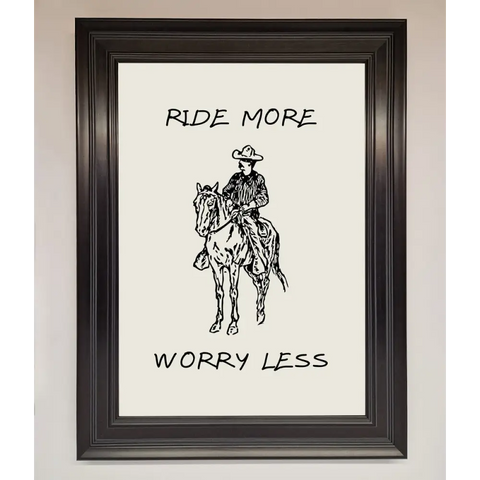 Ride More Worry Less Framed Wall Art - A1 (59.4 x 84.1 cm) / Matt Black - Framed Print