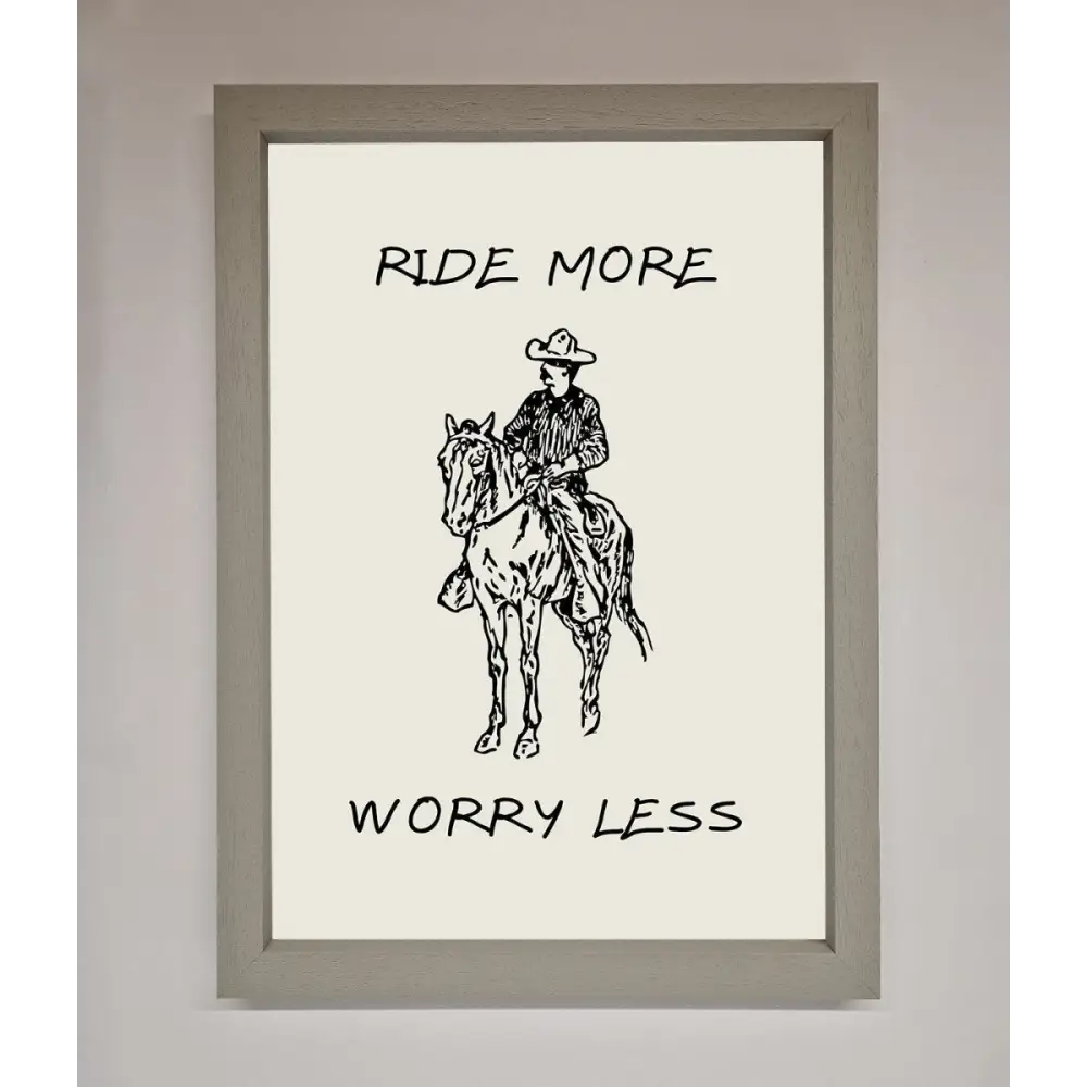 Ride More Worry Less Framed Wall Art - A3 (29.7 x 42 cm) / Grey - Framed Print