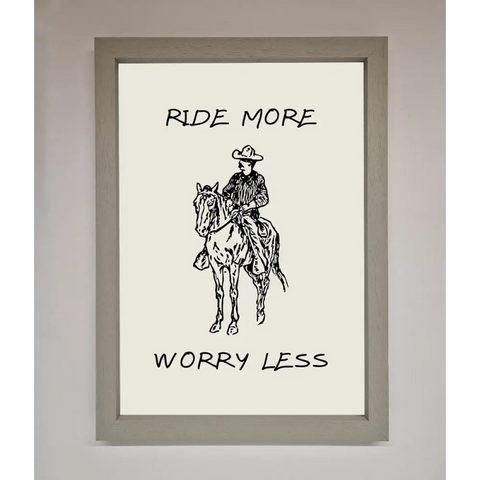 Ride More Worry Less Framed Wall Art - A3 (29.7 x 42 cm) / Grey - Framed Print