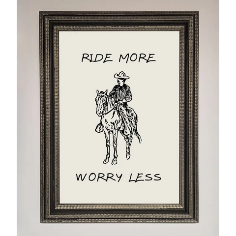 Ride More Worry Less Framed Wall Art - A3 (29.7 x 42 cm) / Ornate Silver Black - Framed Print