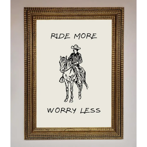 Ride More Worry Less Framed Wall Art - A3 (29.7 x 42 cm) / Ornate Gold - Framed Print
