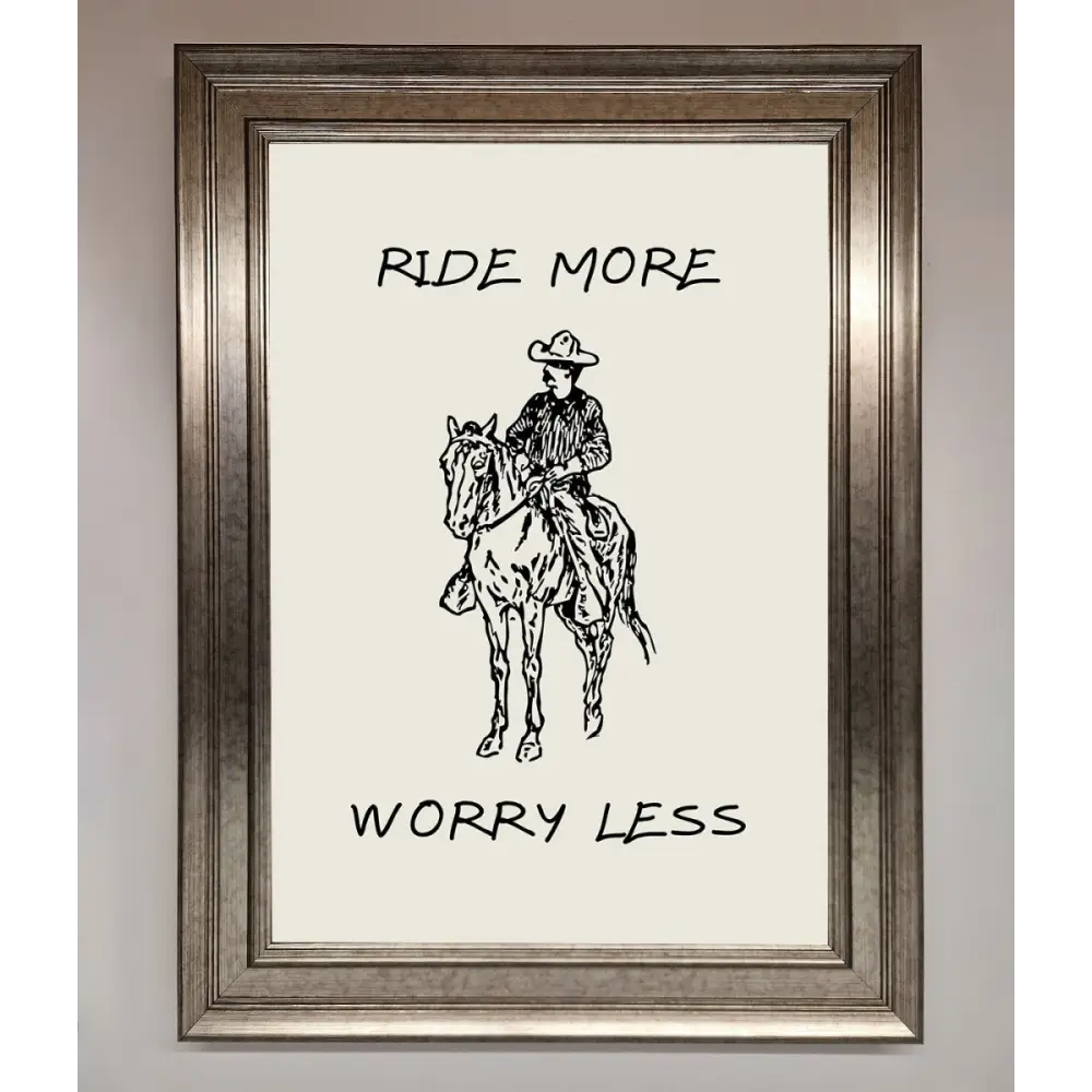 Ride More Worry Less Framed Wall Art - A3 (29.7 x 42 cm) / Silver - Framed Print