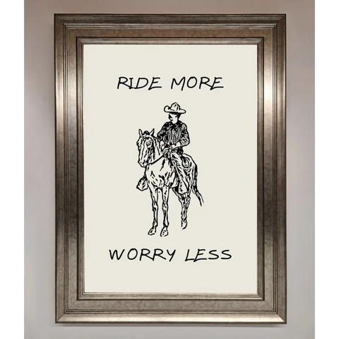 Ride More Worry Less Framed Wall Art - A3 (29.7 x 42 cm) / Silver - Framed Print