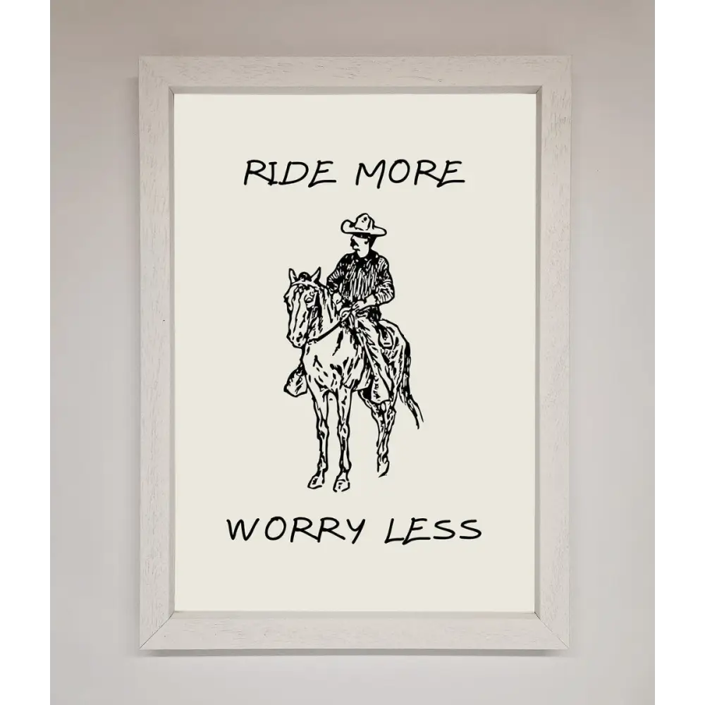 Ride More Worry Less Framed Wall Art - A3 (29.7 x 42 cm) / White - Framed Print