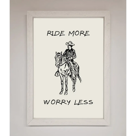 Ride More Worry Less Framed Wall Art - A3 (29.7 x 42 cm) / White - Framed Print